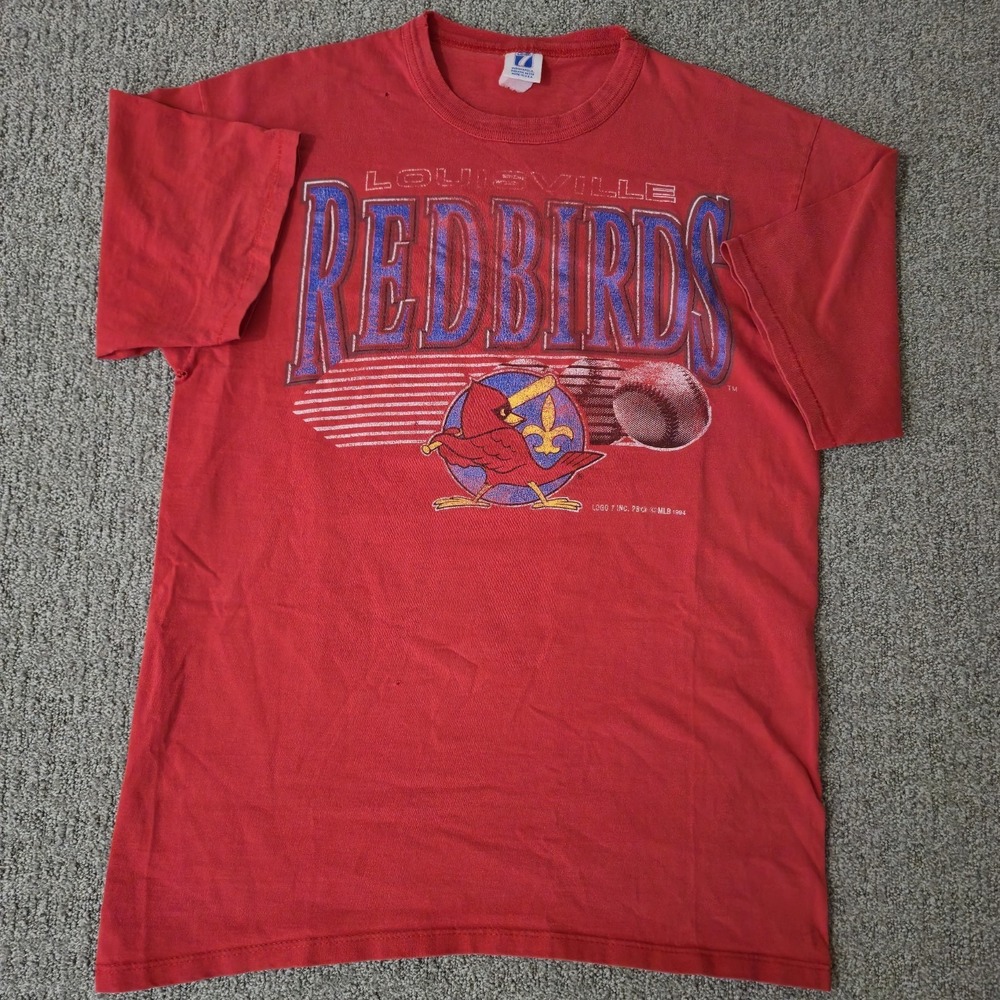 Vintage 90s MILB Louisville Redbirds Baseball Sportswear Size M T-Shirt Logo 7